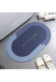 Mavi Oval Su Emici Banyo Paspası