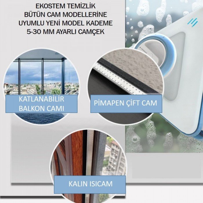 Ayarlı Yeni Model Mıknatıslı Çift Cam Silme Aparatı Ayarlı Yeni Model Mıknatıslı Çift Cam Silme Aparatı